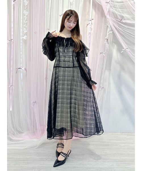 TELMA チュール　チェック　ワンピース ラディエイト RADIATE 切り替えデザインチェックチュール