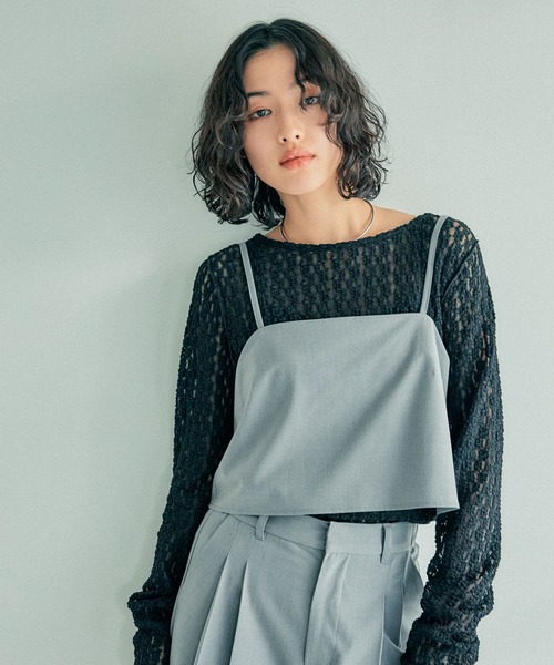 LEPSIM（レプシィム）の「ショートキャミブラウス　242759（キャミソール・レディース・ブラック/グレー/サンドベージュ・FREE）」の15枚目の写真