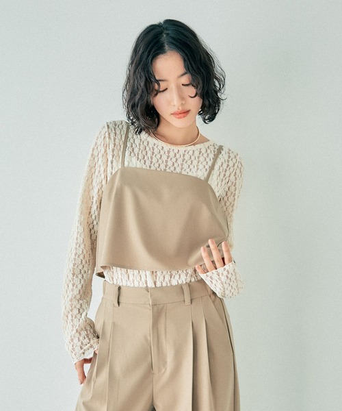 LEPSIM（レプシィム）の「ショートキャミブラウス　242759（キャミソール・レディース・ブラック/グレー/サンドベージュ・FREE）」の21枚目の写真