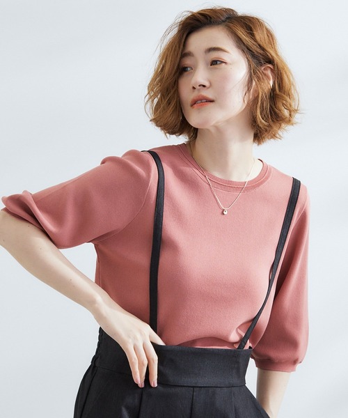 grove（グローブ）の「ひんやり多機能・やわらかドライタッチ五分袖プルオーバー（ニット/セーター・レディース・ブラック/オフホワイト/ブルー/ブラック系2/ライトグレー/ライトイエロー系/ピンク系/ネイビー/ホワイト系7/ブルーグリーン/アイボリー/ダークグレー/ダークグリーン/ベビーピンク/ベージュ系その他6/ベージュ系2・02/03/01/04/05）」の15枚目の写真