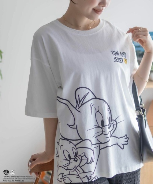 Tom&Jerry(トムアンドジェリー)の「【TOM&JERRY】プリントTシャツ(Tシャツ/カットソー・レディース・ピンク/グリーン/ブラック/オフホワイト・フリー)」の8枚目の写真