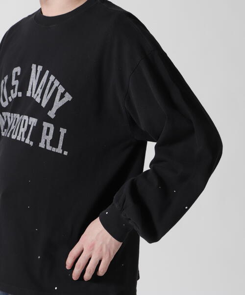 REMI RELIEF(レミレリーフ)の「REMI RELIEF(レミレリーフ) 別注20/-天竺ロンT(US NAVY)ペイント加工(Tシャツ/カットソー・メンズ・その他18/ブラック・M/L/XL)」の22枚目の写真