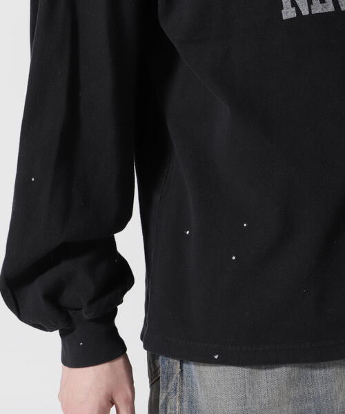 REMI RELIEF(レミレリーフ)の「REMI RELIEF(レミレリーフ) 別注20/-天竺ロンT(US NAVY)ペイント加工(Tシャツ/カットソー・メンズ・その他18/ブラック・M/L/XL)」の21枚目の写真