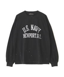 REMI RELIEF（レミレリーフ）の「REMI RELIEF(レミレリーフ) 別注20/-天竺ロンＴ（US NAVY）ペイント加工（Tシャツ/カットソー）」