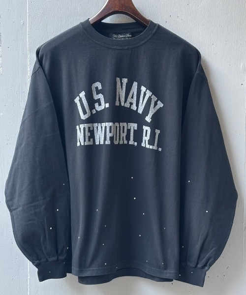 REMI RELIEF(レミレリーフ)の「REMI RELIEF(レミレリーフ) 別注20/-天竺ロンT(US NAVY)ペイント加工(Tシャツ/カットソー・メンズ・その他18/ブラック・M/L/XL)」の3枚目の写真