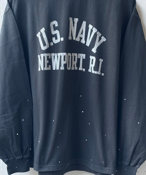 REMI RELIEF(レミレリーフ)の「REMI RELIEF(レミレリーフ) 別注20/-天竺ロンT(US NAVY)ペイント加工(Tシャツ/カットソー・メンズ・その他18/ブラック・M/L/XL)」の6枚目の写真
