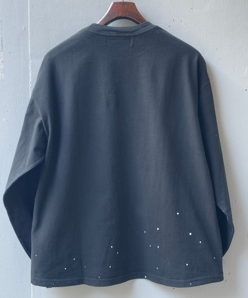 REMI RELIEF(レミレリーフ)の「REMI RELIEF(レミレリーフ) 別注20/-天竺ロンT(US NAVY)ペイント加工(Tシャツ/カットソー・メンズ・その他18/ブラック・M/L/XL)」の4枚目の写真