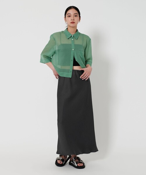 セール】ポリエステルサテン マーメイドフレアスカート（スカート