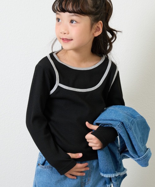 CIAOPANIC TYPY（チャオパニックティピー）の「【KIDS】アシメリブレイヤードTEE（Tシャツ/カットソー・キッズ・ブラック/オレンジ/アイボリー/グレー・XX-LARGE/X-LARGE/LARGE/MEDIUM/SMALL）」の3枚目の写真