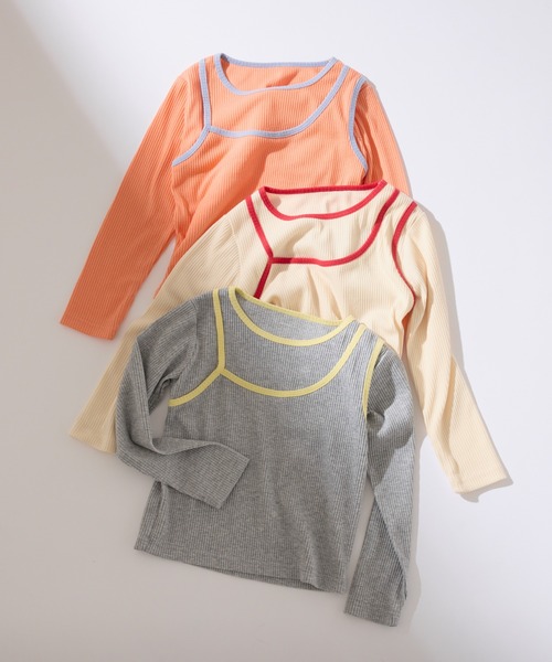 CIAOPANIC TYPY（チャオパニックティピー）の「【KIDS】アシメリブレイヤードTEE（Tシャツ/カットソー・キッズ・ブラック/オレンジ/アイボリー/グレー・XX-LARGE/X-LARGE/LARGE/MEDIUM/SMALL）」の13枚目の写真