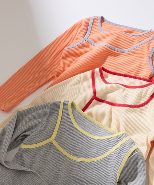 CIAOPANIC TYPY（チャオパニックティピー）の「【KIDS】アシメリブレイヤードTEE（Tシャツ/カットソー・キッズ・ブラック/オレンジ/アイボリー/グレー・XX-LARGE/X-LARGE/LARGE/MEDIUM/SMALL）」の14枚目の写真