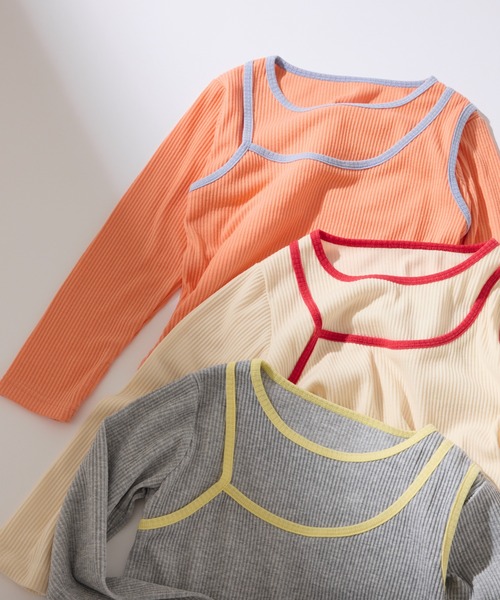 CIAOPANIC TYPY（チャオパニックティピー）の「【KIDS】アシメリブレイヤードTEE（Tシャツ/カットソー・キッズ・ブラック/オレンジ/アイボリー/グレー・XX-LARGE/X-LARGE/LARGE/MEDIUM/SMALL）」の15枚目の写真