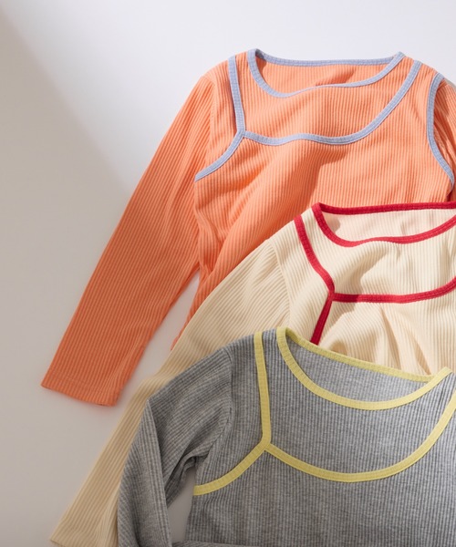 CIAOPANIC TYPY（チャオパニックティピー）の「【KIDS】アシメリブレイヤードTEE（Tシャツ/カットソー・キッズ・ブラック/オレンジ/アイボリー/グレー・XX-LARGE/X-LARGE/LARGE/MEDIUM/SMALL）」の16枚目の写真