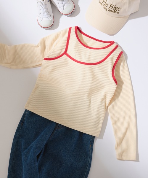 CIAOPANIC TYPY（チャオパニックティピー）の「【KIDS】アシメリブレイヤードTEE（Tシャツ/カットソー・キッズ・ブラック/オレンジ/アイボリー/グレー・XX-LARGE/X-LARGE/LARGE/MEDIUM/SMALL）」の9枚目の写真