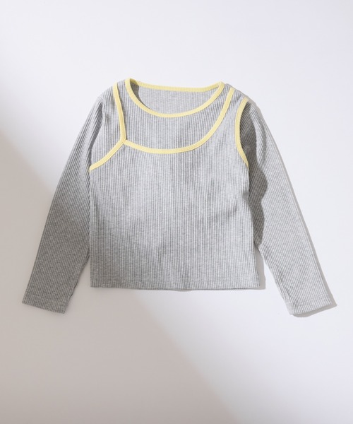 CIAOPANIC TYPY（チャオパニックティピー）の「【KIDS】アシメリブレイヤードTEE（Tシャツ/カットソー・キッズ・ブラック/オレンジ/アイボリー/グレー・XX-LARGE/X-LARGE/LARGE/MEDIUM/SMALL）」の19枚目の写真