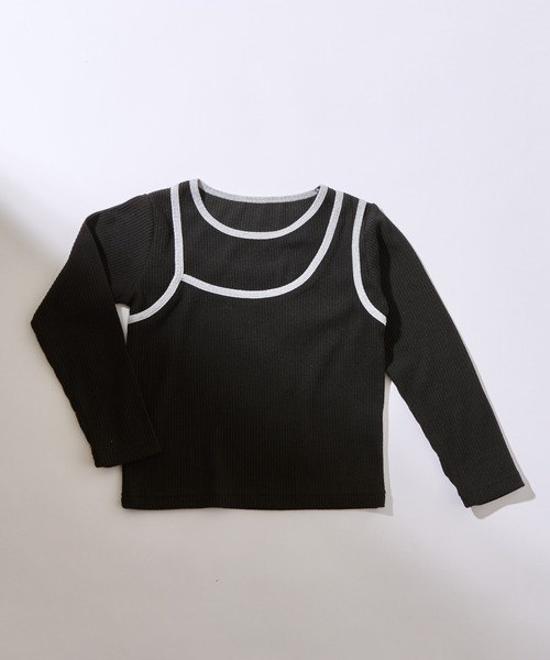 CIAOPANIC TYPY（チャオパニックティピー）の「【KIDS】アシメリブレイヤードTEE（Tシャツ/カットソー・キッズ・ブラック/オレンジ/アイボリー/グレー・XX-LARGE/X-LARGE/LARGE/MEDIUM/SMALL）」の18枚目の写真