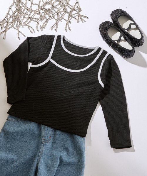 CIAOPANIC TYPY（チャオパニックティピー）の「【KIDS】アシメリブレイヤードTEE（Tシャツ/カットソー・キッズ・ブラック/オレンジ/アイボリー/グレー・XX-LARGE/X-LARGE/LARGE/MEDIUM/SMALL）」の10枚目の写真