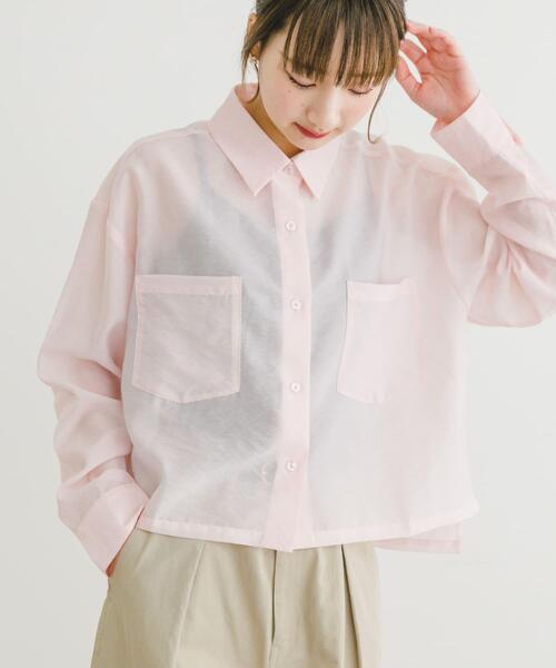 ITEMS URBANRESEARCH（アイテムズ アーバンリサーチ）の「クロップドシアーシャツ（シャツ/ブラウス・レディース・ブラウン/ライトピンク/ミント・FREE）」の20枚目の写真