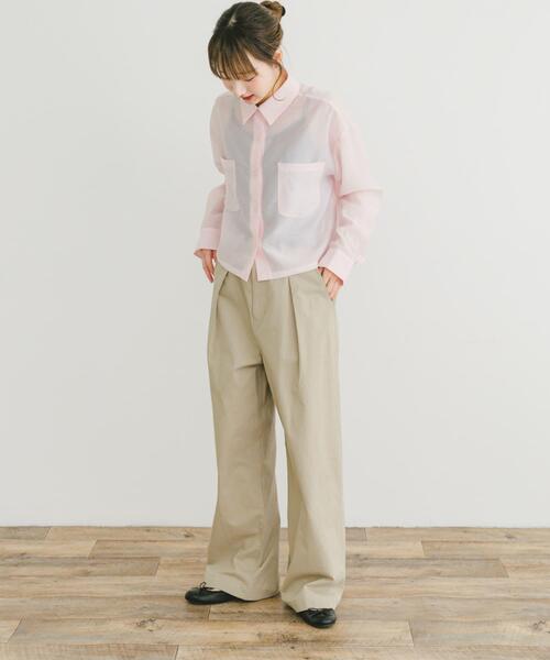 ITEMS URBANRESEARCH（アイテムズ アーバンリサーチ）の「クロップドシアーシャツ（シャツ/ブラウス・レディース・ブラウン/ライトピンク/ミント・FREE）」の22枚目の写真