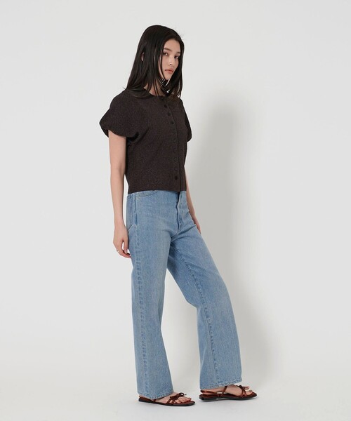 EMMEL REFINES（エメルリファインズ）の「＜EMMEL REFINES＞EM ジャカード パフスリーブ カーディガン（カーディガン/ボレロ・レディース・ダークブラウン/ライトブルー・FREE）」の13枚目の写真