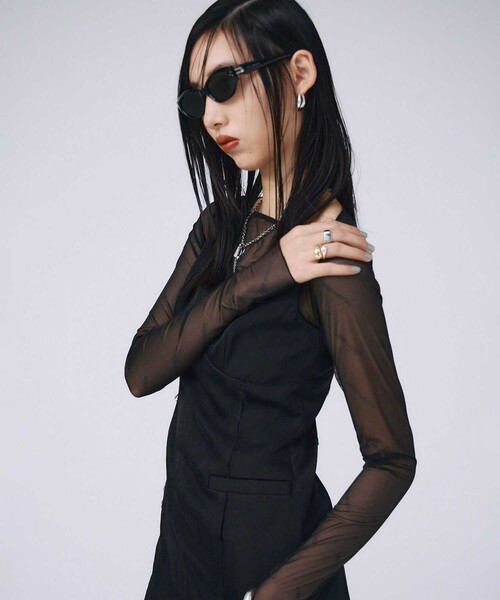 JOSEMOON/ジョゼムーン】SQUARE NECK SATIN MINIDRESS/スクエアネック