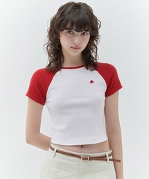 KIRSH | KIRSH PLAIN COLOR MIX RAGLAN CROP T-SHIRT キルシー プレーン カラー ミックス ラグラン クロップ Tシャツ(Tシャツ/カットソー)