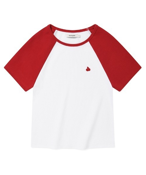 KIRSH（キルシー）の「KIRSH PLAIN COLOR MIX RAGLAN CROP T-SHIRT キルシー プレーン カラー ミックス ラグラン クロップ Tシャツ（Tシャツ/カットソー・レディース・レッド/グレー/ブラック・ONE SIZE）」の7枚目の写真