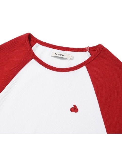 KIRSH（キルシー）の「KIRSH PLAIN COLOR MIX RAGLAN CROP T-SHIRT キルシー プレーン カラー ミックス ラグラン クロップ Tシャツ（Tシャツ/カットソー・レディース・レッド/グレー/ブラック・ONE SIZE）」の8枚目の写真