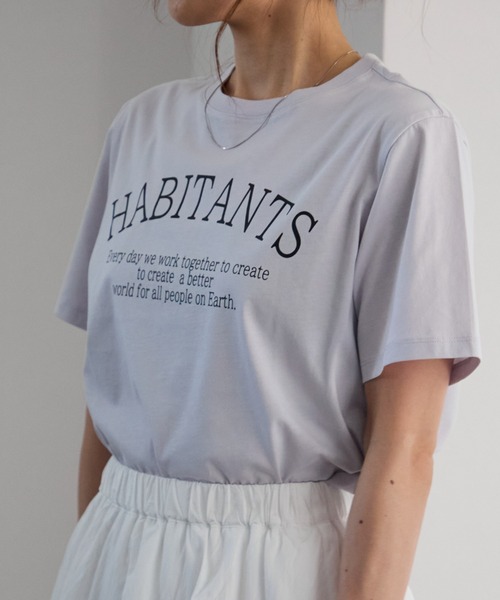 TRIANGLE PALETTE（トライアングルパレット）の「メッセージロゴ スーピマコットン半袖Tシャツ（Tシャツ/カットソー・レディース・ブルー系その他/ブラック/アイボリー・FREE）」の3枚目の写真