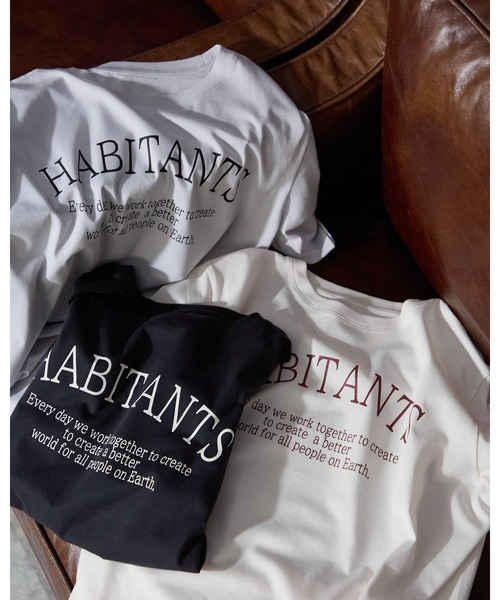 TRIANGLE PALETTE（トライアングルパレット）の「メッセージロゴ スーピマコットン半袖Tシャツ（Tシャツ/カットソー・レディース・ブルー系その他/ブラック/アイボリー・FREE）」の4枚目の写真