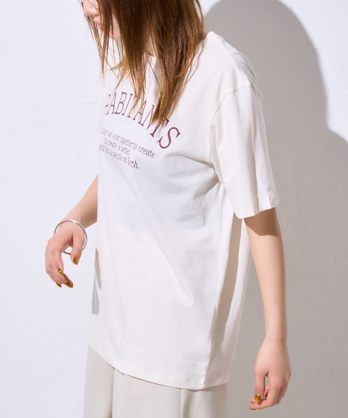 TRIANGLE PALETTE（トライアングルパレット）の「メッセージロゴ スーピマコットン半袖Tシャツ（Tシャツ/カットソー・レディース・ブルー系その他/ブラック/アイボリー・FREE）」の9枚目の写真