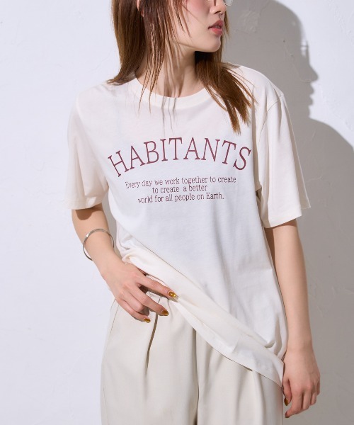 TRIANGLE PALETTE（トライアングルパレット）の「メッセージロゴ スーピマコットン半袖Tシャツ（Tシャツ/カットソー・レディース・ブルー系その他/ブラック/アイボリー・FREE）」の10枚目の写真
