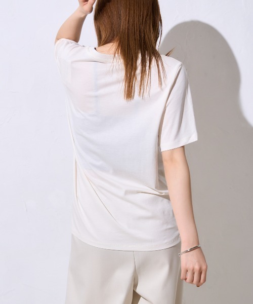 TRIANGLE PALETTE（トライアングルパレット）の「メッセージロゴ スーピマコットン半袖Tシャツ（Tシャツ/カットソー・レディース・ブルー系その他/ブラック/アイボリー・FREE）」の7枚目の写真