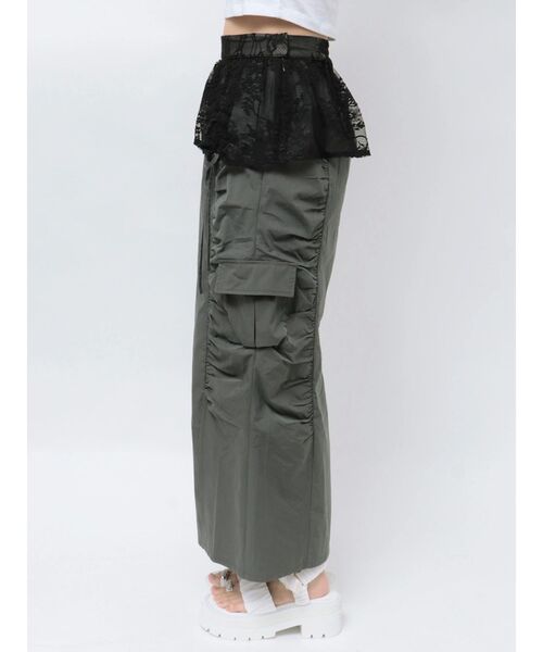 CALNAMUR(カルナムール)の「2WAY LACE OVER NYLON GATHER SK/2WAYレースオーバーナイロンギャザースカート(スカート・レディース・ベージュ/レッド/チャコールグレー・FREE)」の9枚目の写真