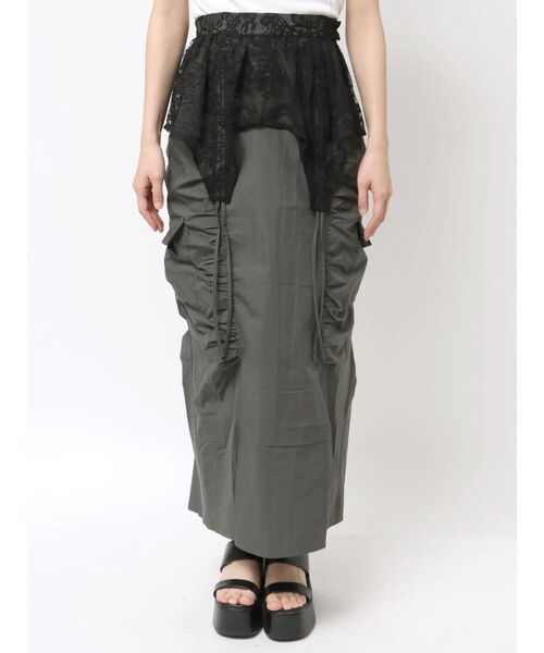 CALNAMUR(カルナムール)の「2WAY LACE OVER NYLON GATHER SK/2WAYレースオーバーナイロンギャザースカート(スカート・レディース・ベージュ/レッド/チャコールグレー・FREE)」の16枚目の写真