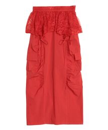 CALNAMUR | 2WAY LACE OVER NYLON GATHER SK／2WAYレースオーバーナイロンギャザースカート(スカート)