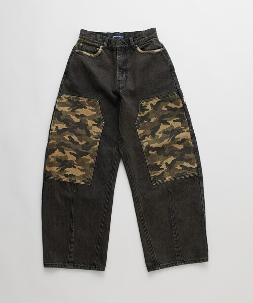 FREAK'S STORE(フリークスストア)の「NAUTICA JEANS CO./ノーティカジーンズ 迷彩 ダブルニー フレアデニムパンツ(デニムパンツ・レディース・ブラック/サックスブルー・フリ-)」の6枚目の写真