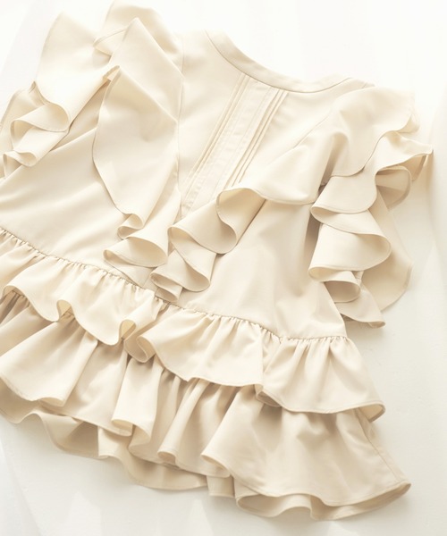 ルイルエブティック RUIRUE BOUTIQUE フリルデザインペプラムトップス （オフホワイト） RUIRUE BOUTIQUE ブラウス シャツ 洗える ｜ フリル デザイン