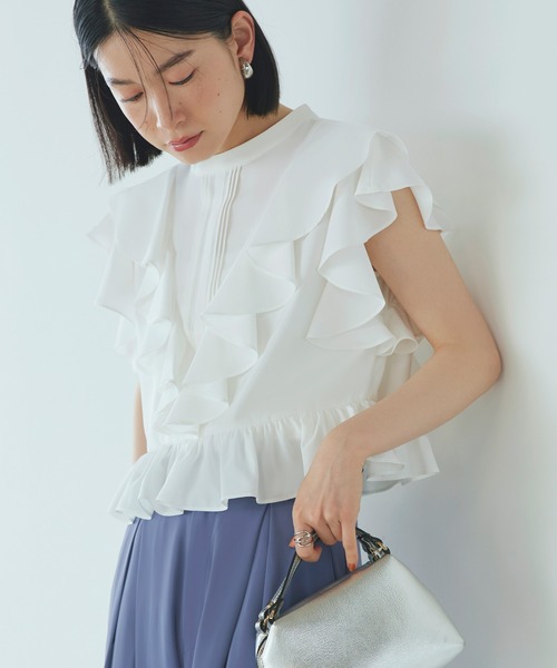 洗える ｜ フリル デザイン ペプラム トップス ｜ レディース オフィス