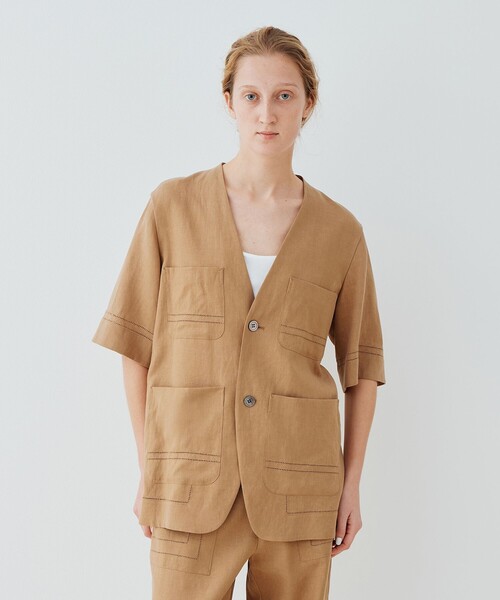 リネンハーフスリーブジャケット リネンクロスハーフスリーブジャケット | AND ON JIONE STORE