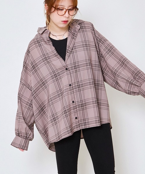 GORGE（ゴージ）の「《タンクトップ付き×チェック柄》レディース 抜け感シャツ 2点セット 春夏秋（シャツ/ブラウス・レディース・モカ/ブラック/オフホワイト/ネイビー・F）」の16枚目の写真