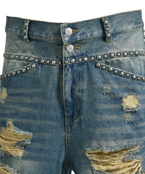 セール】【BREATH / ブレス】SUICIDE STUDS DENIM SHORTS