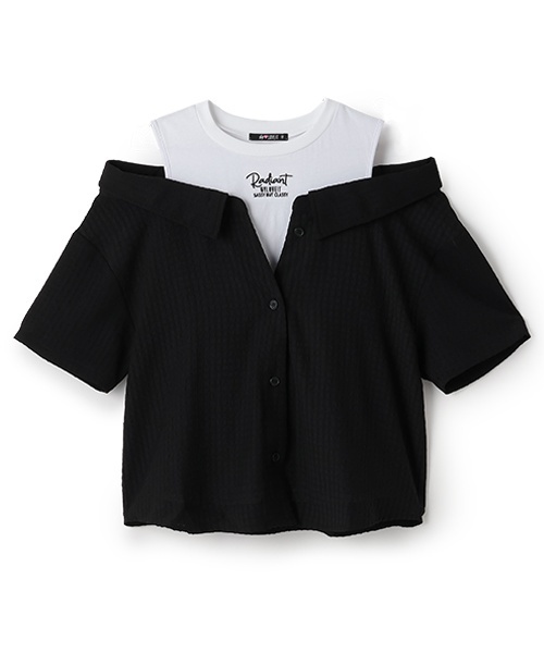 by LOVEiT(バイラビット)の「レイヤード風シャツ(シャツ/ブラウス・キッズ・ブラック/ライム/アイボリー・140cm/130cm/150cm/120cm/160cm)」の1枚目の写真