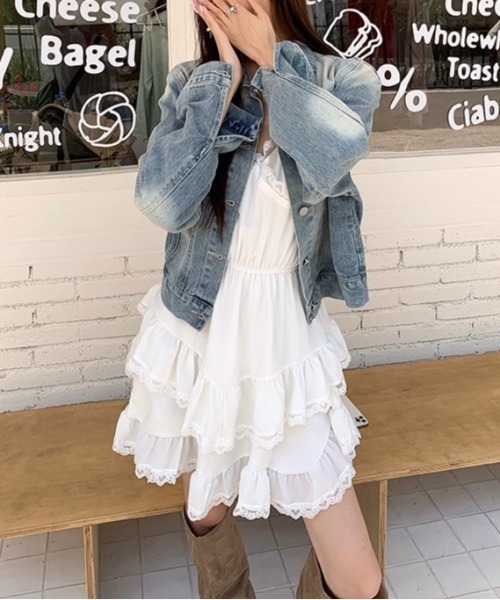 LADY LIKE(レディライク)の「レース付きティアードキャミワンピース(ワンピース・レディース・ホワイト・M)」の15枚目の写真