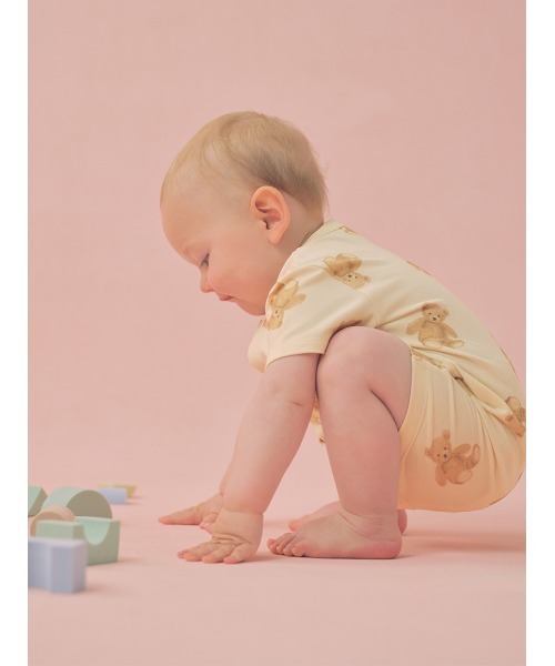 gelato pique（ジェラートピケ）の「【BABY】半袖ロンパース（ロンパース・キッズ・ライトピンク/ミント/グレー/ベージュ/ブルー/ピンク/オフホワイト/クリーム/イエロー/レッド・70/80）」の4枚目の写真