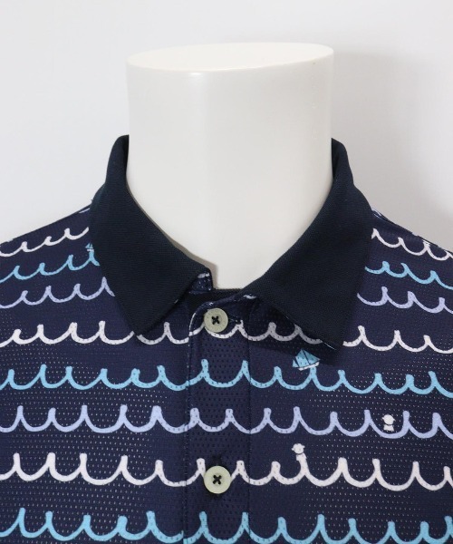 Picone CLUB(ピッコーネクラブ)の「【メンズ】メッシュ波柄UVポロシャツ(ポロシャツ・メンズ・ネイビー/ホワイト×ブルー・LL/L/M)」の7枚目の写真