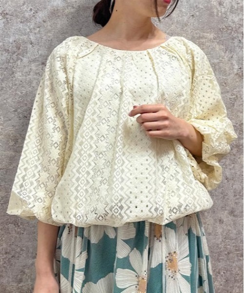 axes femme(アクシーズファム)の「総レースバルーンプルオーバー(Tシャツ/カットソー・レディース・ブラック/ミント/キナリ・FREE)」の2枚目の写真
