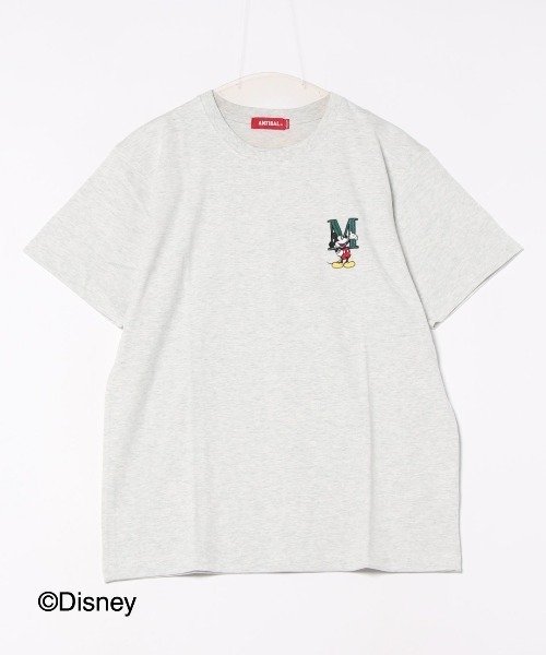 ANTIBAL(アンティバル)の「【ANTIBAL】ミッキーマウス / ワンポイント刺繍 ショートスリーブTシャツ(Tシャツ/カットソー・メンズ・ホワイト/ブラック・2/3)」の1枚目の写真