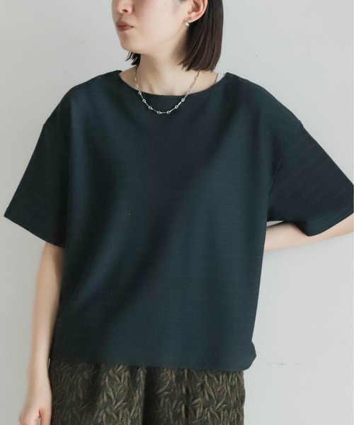tシャツ メッシュナイロンボーダー　ボートネックP/O レディース メッシュナイロンボーダー ボートネックP/O（Tシャツ/カットソー