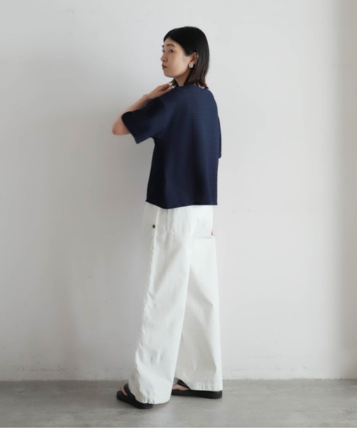 NOMBRE IMPAIR(ノンブルアンペール)の「メッシュナイロンボーダー ボートネックP/O(Tシャツ/カットソー・レディース・ネイビー/グリーン・FREE)」の12枚目の写真